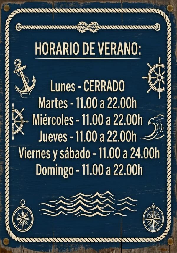 Horario de Verano del Bar Restaurante